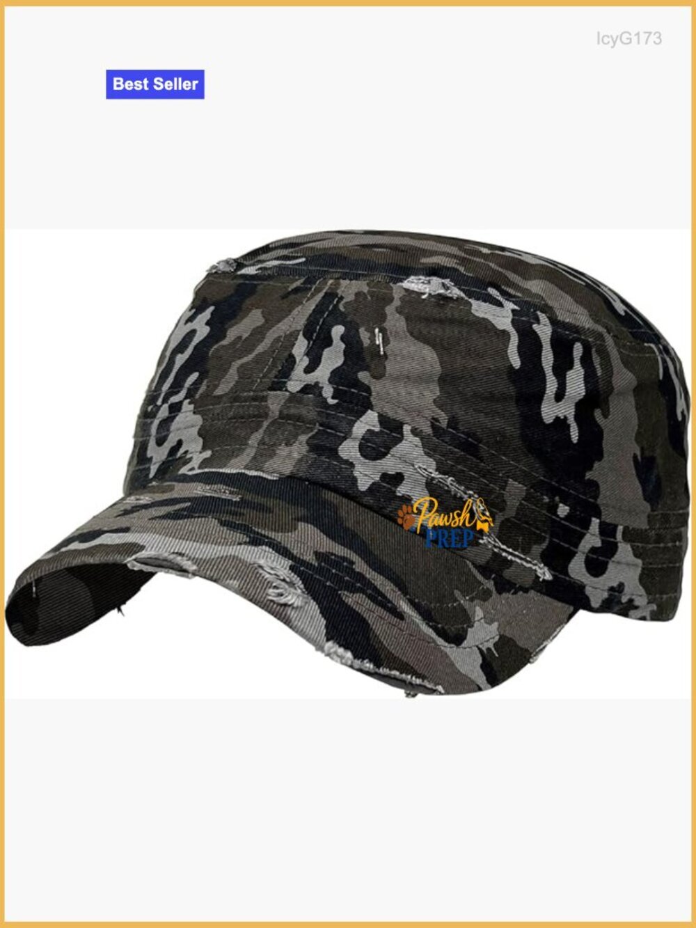 Distressed Military Baseball Cap - Cotton Adjustable Short Brim Hat